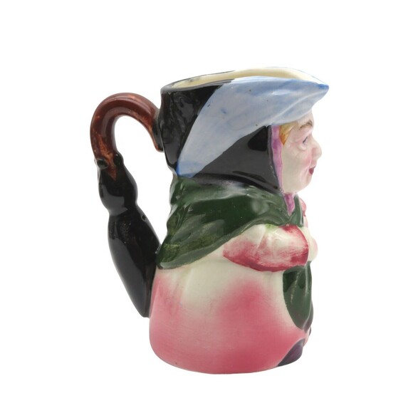 Vintage Old Woman Figural Pitcher Creamer Japan Umbrella Handle - Picture 3 of 7
